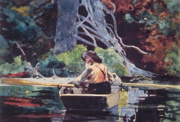 Le canoë rouge Winslow Homer aquarelle Peinture à l'huile